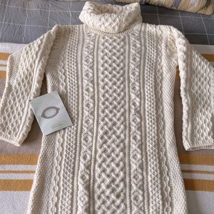 Aran cream coloured, cable-knit sweater dress directly from Ireland